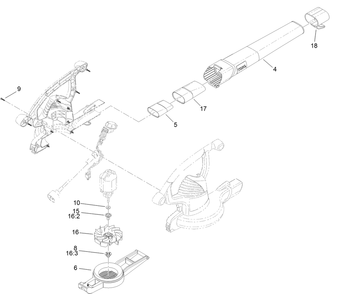 Impeller And Tube Assembly Diagram and Parts List for 51609 (315000001 - 315999999)(2015) Lawn Boy Leaf Blower / Vacuum